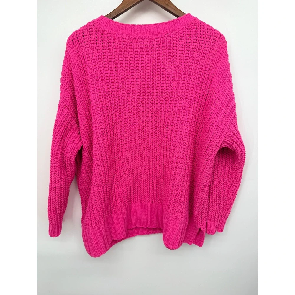American Eagle Chenille Sweater Women XS Hot Pink Excellent Chunky Shaker Knit